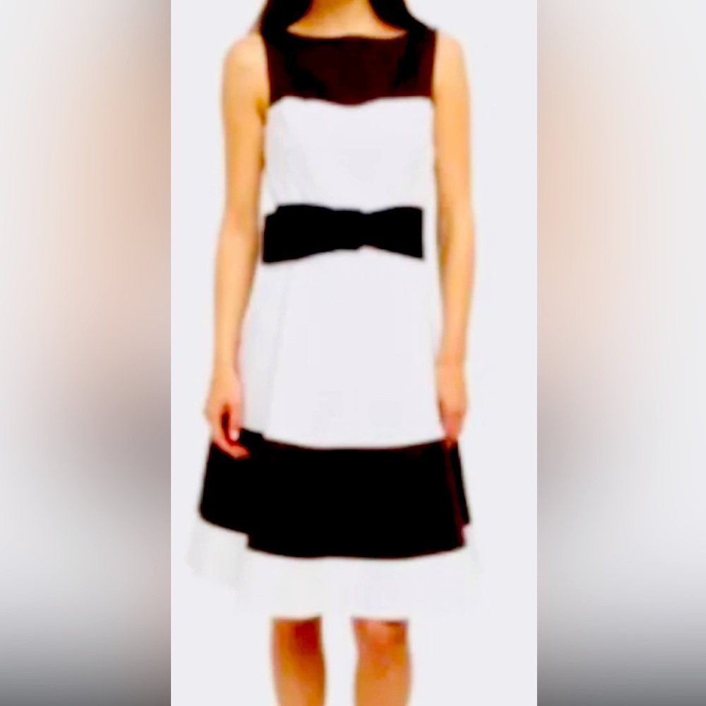 Kate Spade Size 6 Color Block Brown & White belted party dress